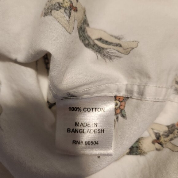 VSTR Button-Up Shirt Skull Hula Dancers Palm Trees Pattern Unique Mens Medium - Picture 10 of 14